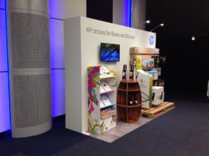 Hewlett Packard (HP) stand with miniature display.